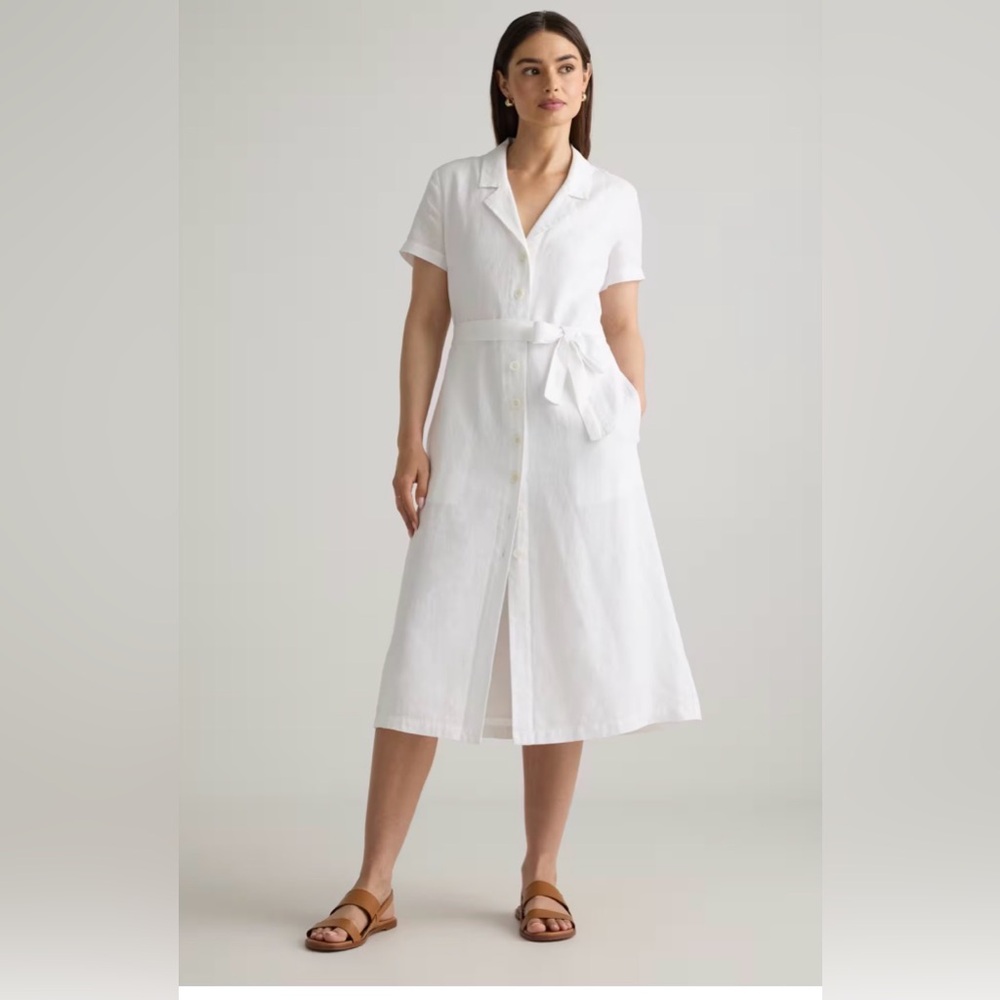 Quince 100% European Linen Button Front Dress